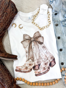 Neutral Cowgirl Bow Tee