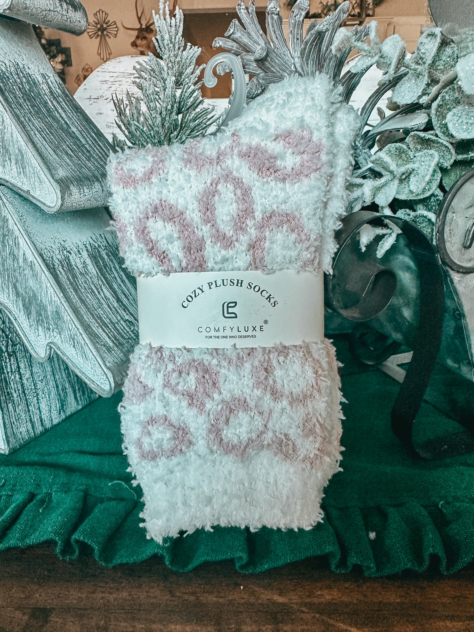 Cozy Plush Socks (Pink Cheetah)